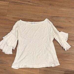 Ten Sixty Sherman White Ruffle Sleeve Blouse